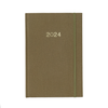 A beautiful sage green linen planner with 2024 on the cover and a matching sage elastic closure